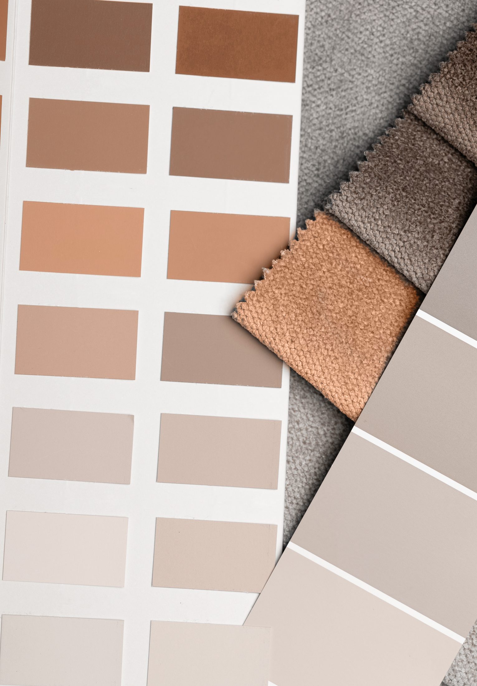Neutral colour swatches and fabric samples